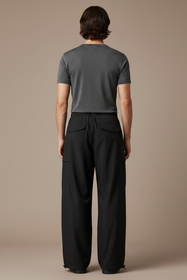 Pantalon Parachute Homme Noir Baggy - Polyester - vue 2