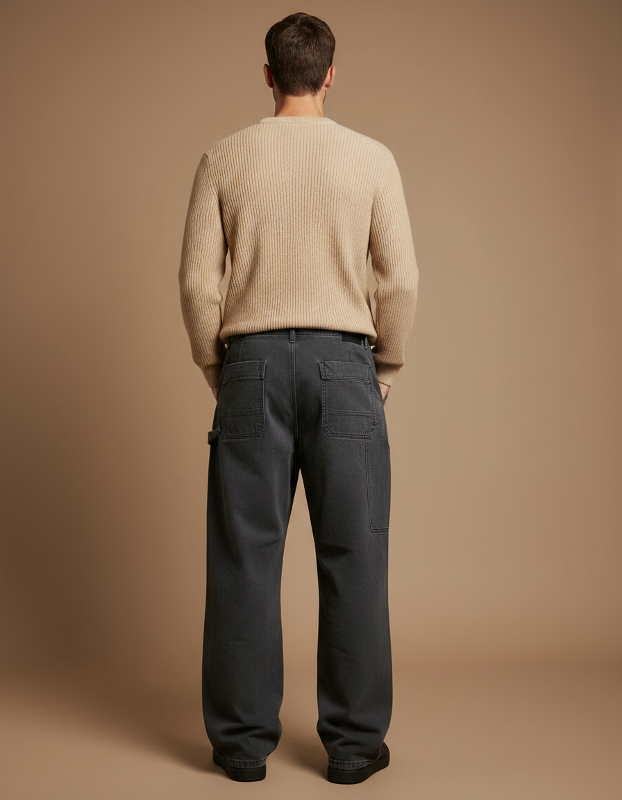 Pantalon Parachute Homme Gris Décontracté Ample - Jean - vue 2