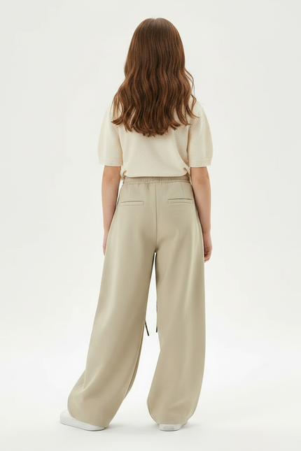 Pantalon Parachute Beige Ample Cordon Décontracté Enfant - Polyester - vue 2