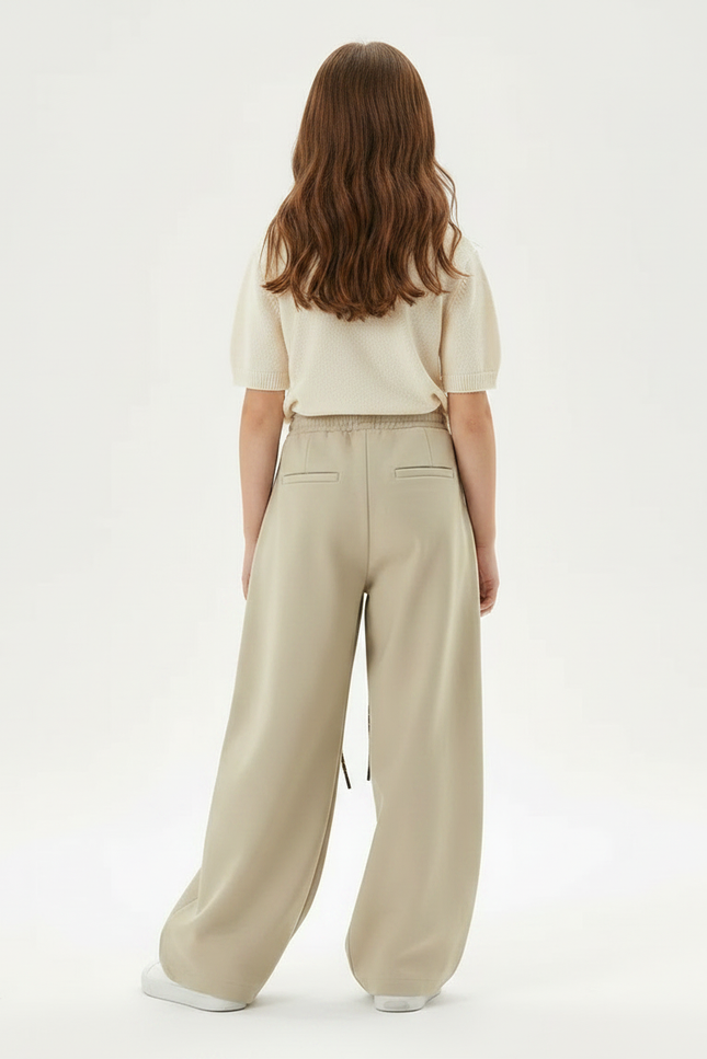 Pantalon Parachute Beige Ample Cordon Décontracté Enfant - Polyester - vue 2