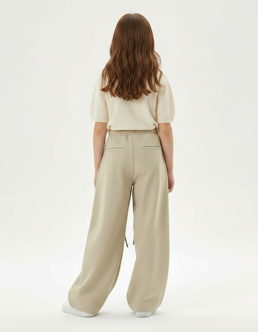Pantalon Parachute Beige Ample Cordon Décontracté Enfant - Polyester - vue 2