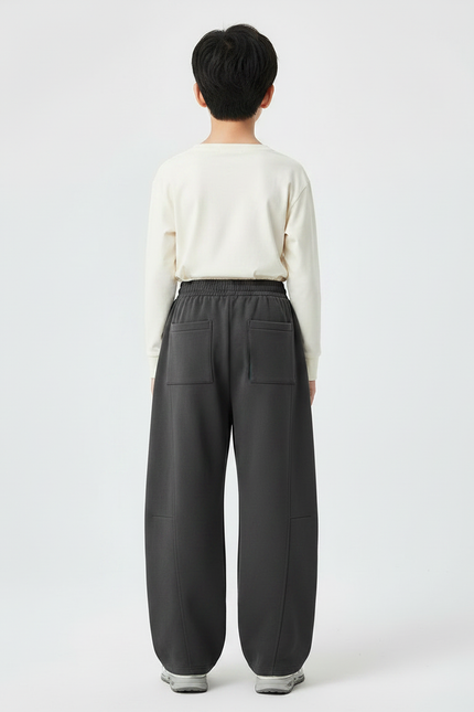 Pantalon Parachute Gris Ample Enfant Décontracté Cordon - Molleton - vue 2