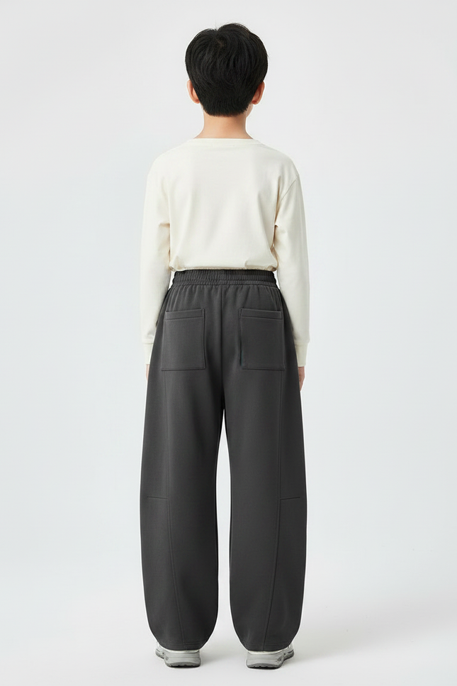 Pantalon Parachute Gris Ample Enfant Décontracté Cordon - Molleton - vue 2