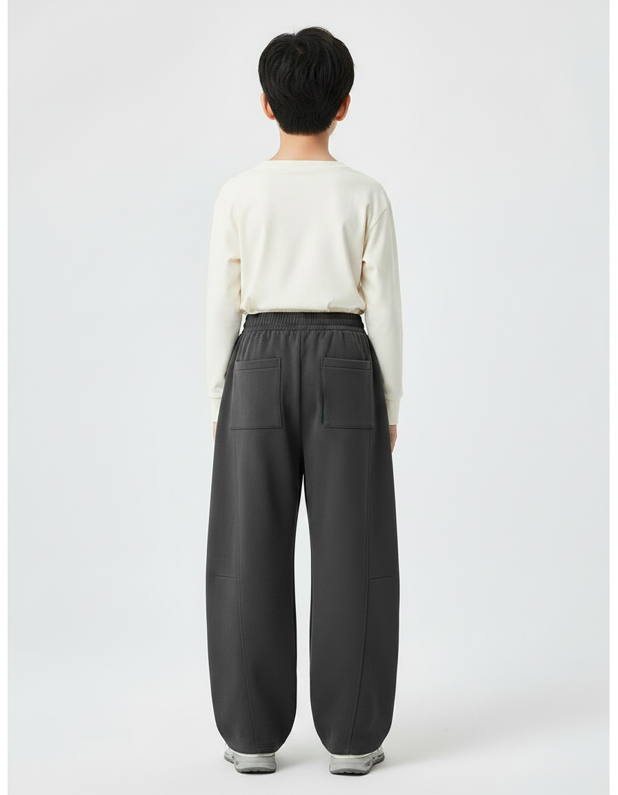 Pantalon Parachute Gris Ample Enfant Décontracté Cordon - Molleton - vue 2