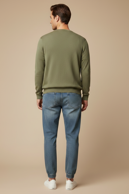 Pantalon Parachute Denim Bleu Cordon Décontracté Homme - Jean - vue 2