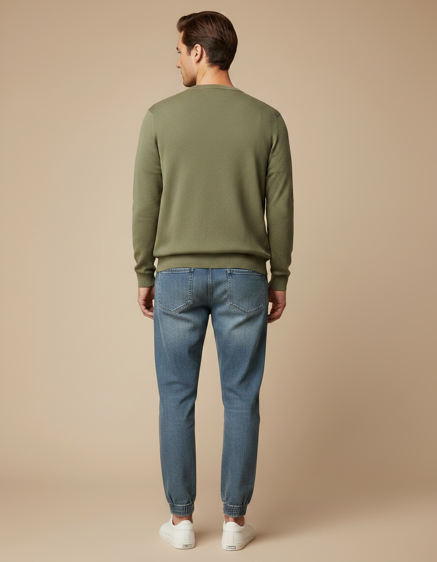 Pantalon Parachute Denim Bleu Cordon Décontracté Homme - Jean - vue 2