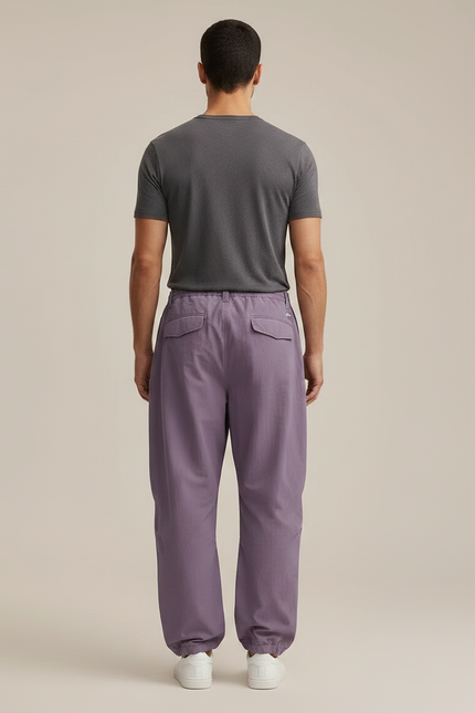Pantalon Parachute Violet Ample Décontracté Cordon Léger - Polyester - vue 2