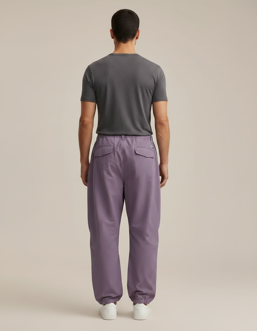 Pantalon Parachute Violet Ample Décontracté Cordon Léger - Polyester - vue 2