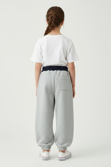 Pantalon Parachute Gris Ample Confortable Enfant Sport - Molleton - vue 2