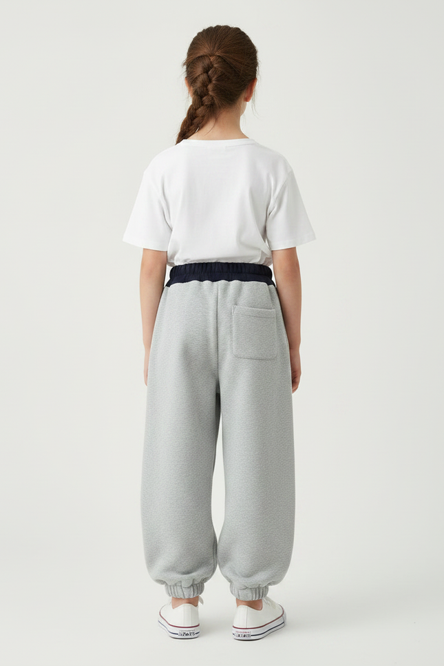 Pantalon Parachute Gris Ample Confortable Enfant Sport - Molleton - vue 2