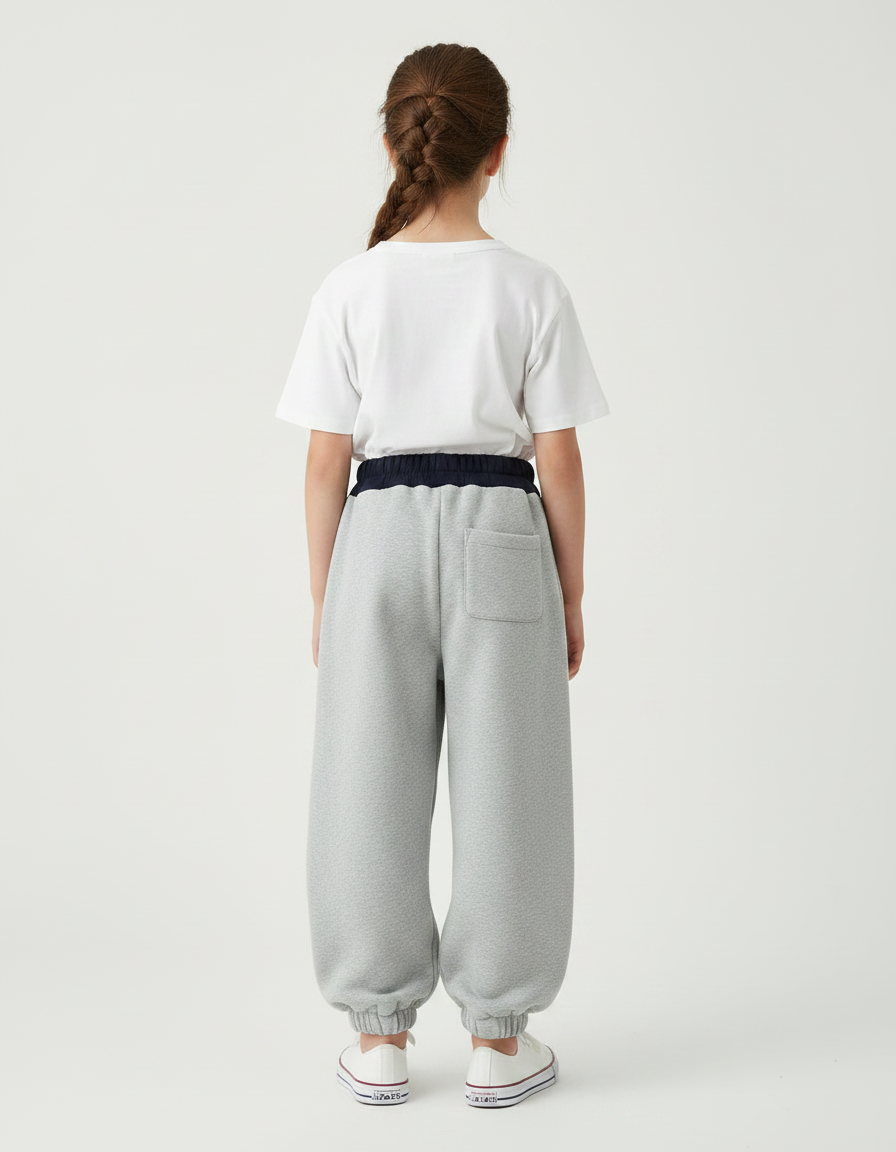 Pantalon Parachute Gris Ample Confortable Enfant Sport - Molleton - vue 2