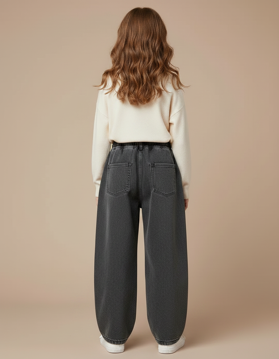 Pantalon Parachute Fille Gris Taille Elastique - Jean - vue 2