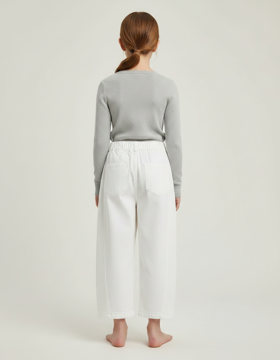 Pantalon Parachute Blanc Ample Coton Enfant Fille - vue 2