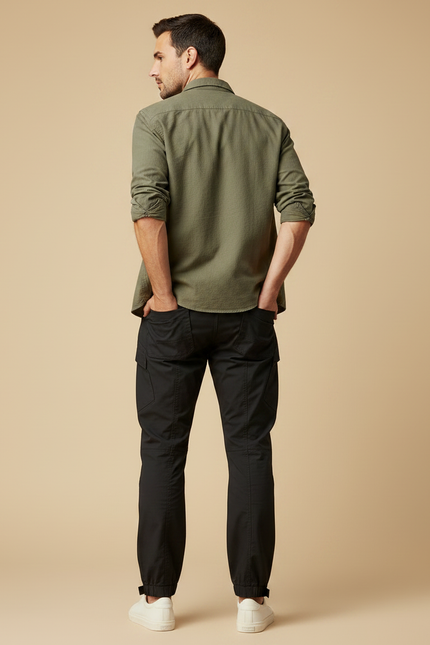 Pantalon Parachute Noir Cargo Homme Décontracté Léger - Polyester - vue 2