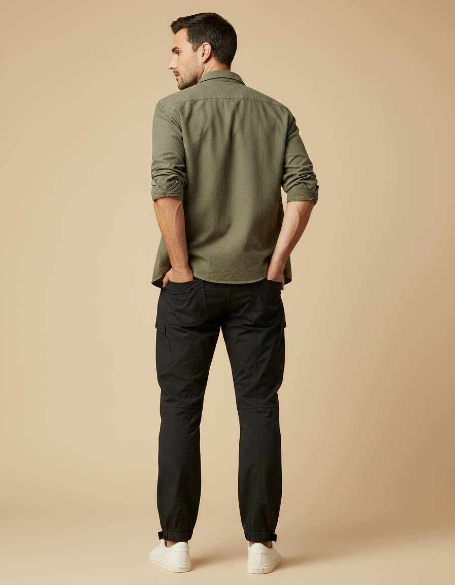 Pantalon Parachute Noir Cargo Homme Décontracté Léger - Polyester - vue 2