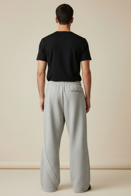 Pantalon Parachute Gris Ample Rayures Molleton Homme - vue 2