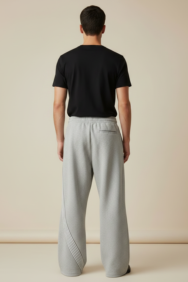 Pantalon Parachute Gris Ample Rayures Molleton Homme - vue 2
