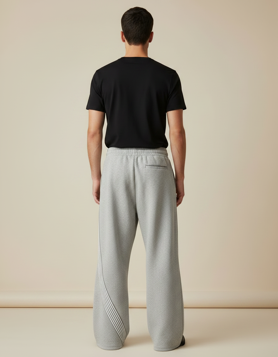 Pantalon Parachute Gris Ample Rayures Molleton Homme - vue 2