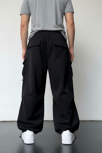 Pantalon Parachute Noir Homme - Polyester - vue 2