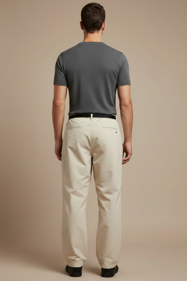 Pantalon Parachute Beige Ample Cordon Décontracté Léger - Polyester - vue 2