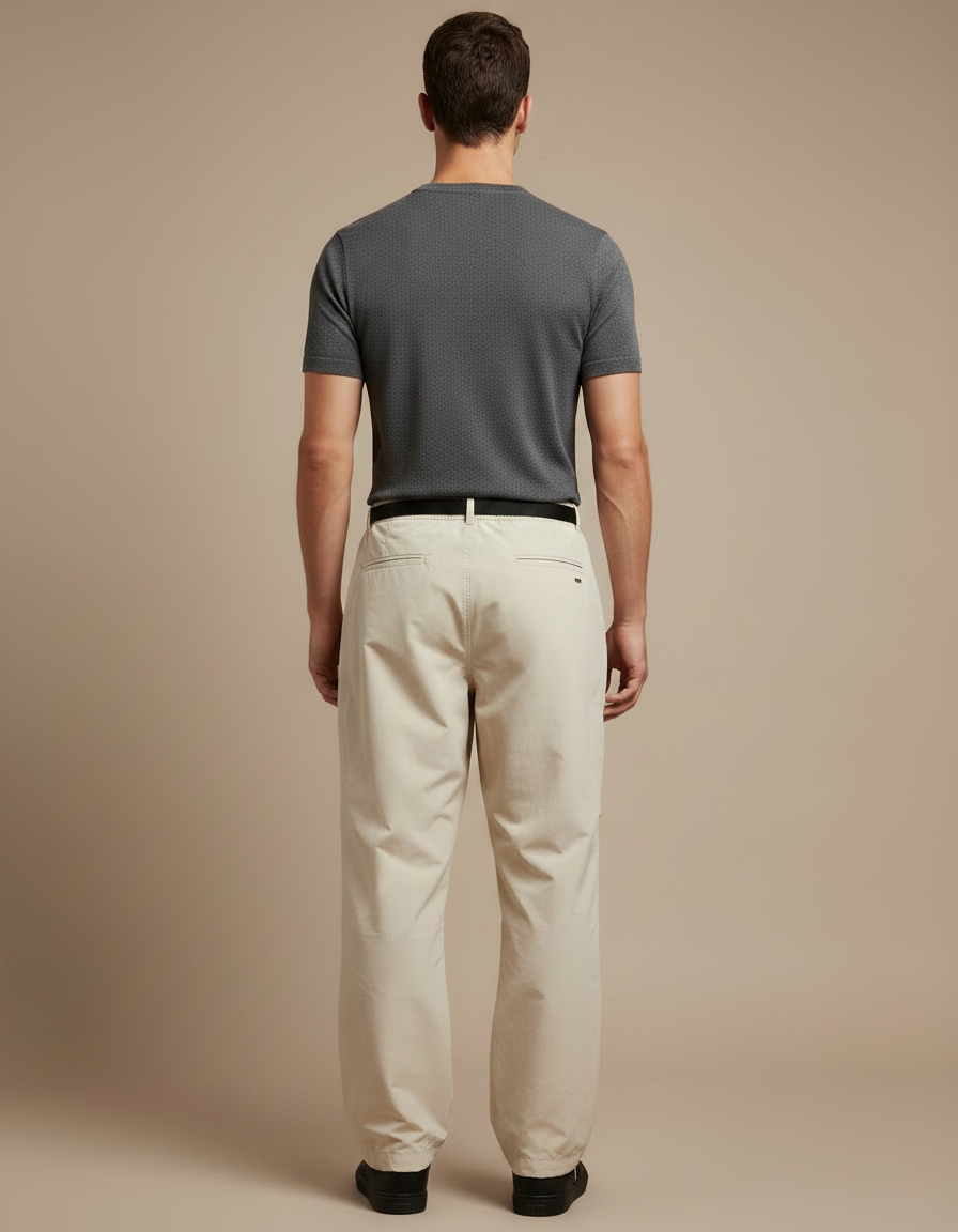 Pantalon Parachute Beige Ample Cordon Décontracté Léger - Polyester - vue 2