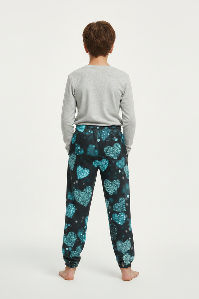Pantalon Parachute Cœurs Scintillants Garçon Décontracté Noir - Molleton - vue 2