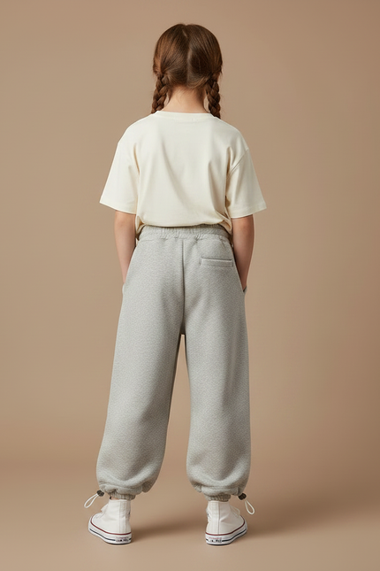 Pantalon Parachute Gris Molleton Ample Enfant Sportif - vue 2