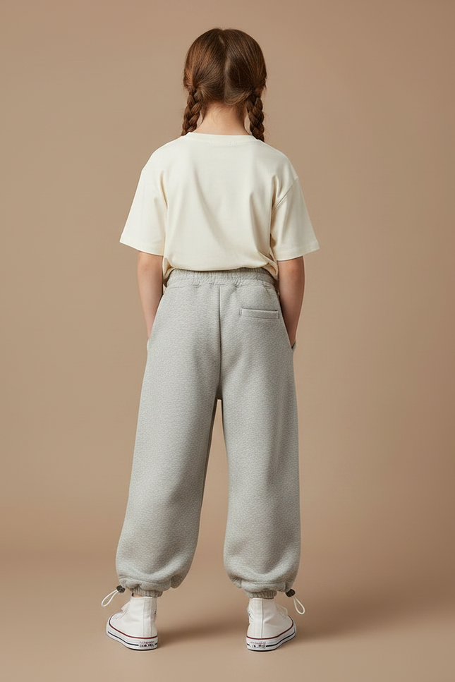 Pantalon Parachute Gris Molleton Ample Enfant Sportif - vue 2