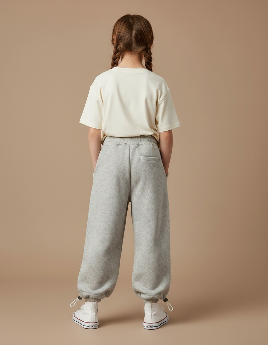 Pantalon Parachute Gris Molleton Ample Enfant Sportif - vue 2