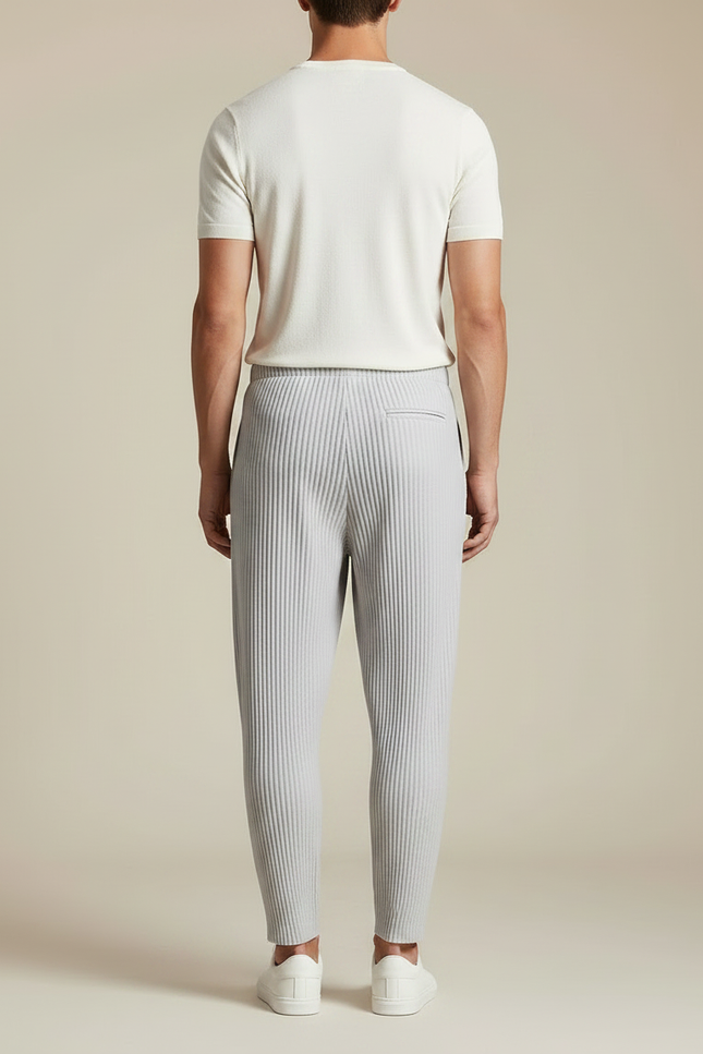 Pantalon Parachute Plissé Gris Ample Décontracté Homme - Polyester - vue 2