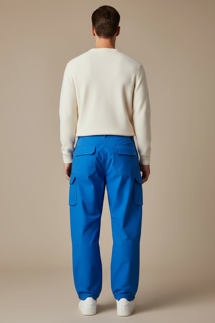 Pantalon Parachute Bleu Électrique Ample Cargo Homme - Polyester - vue 2