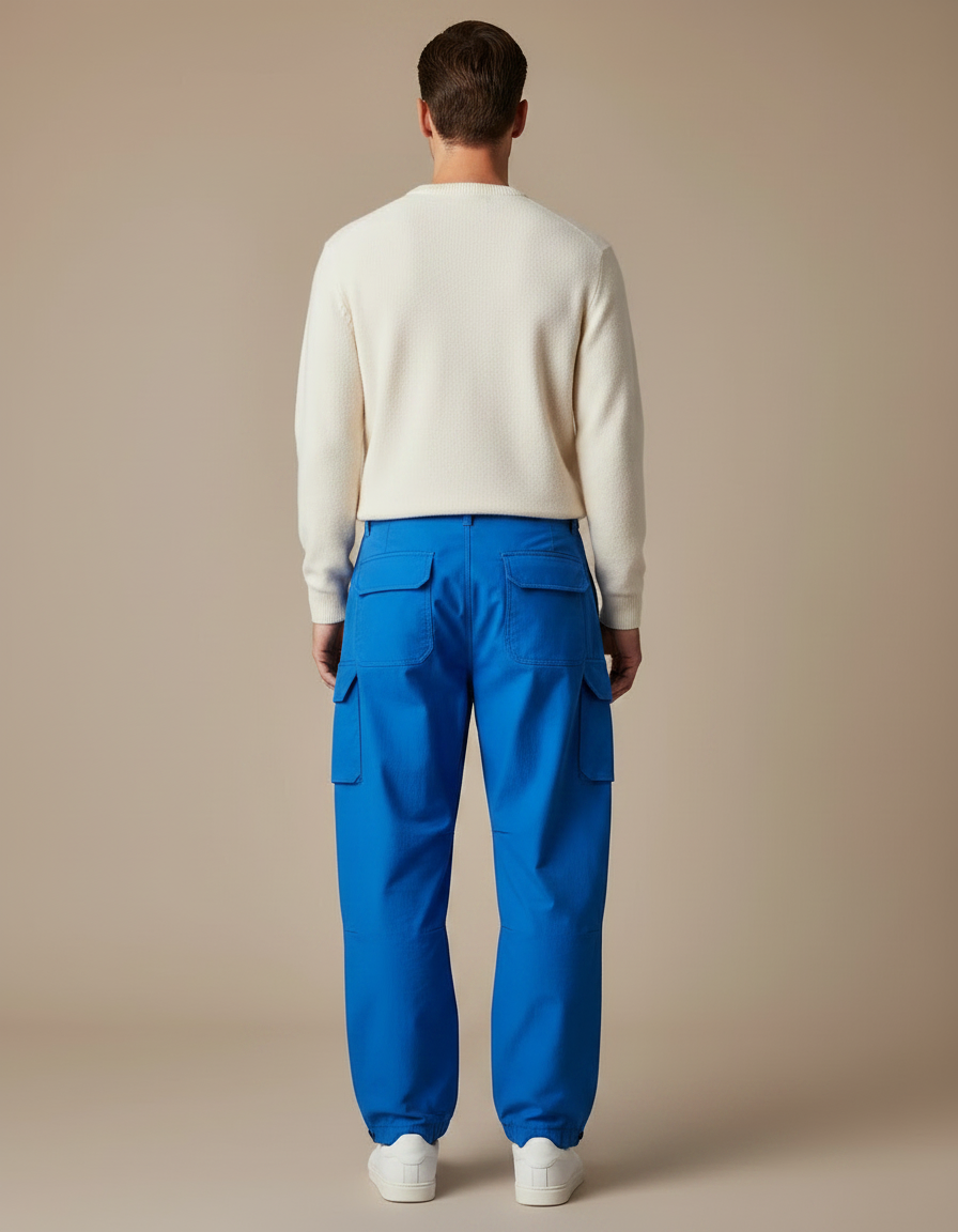 Pantalon Parachute Bleu Électrique Ample Cargo Homme - Polyester - vue 2