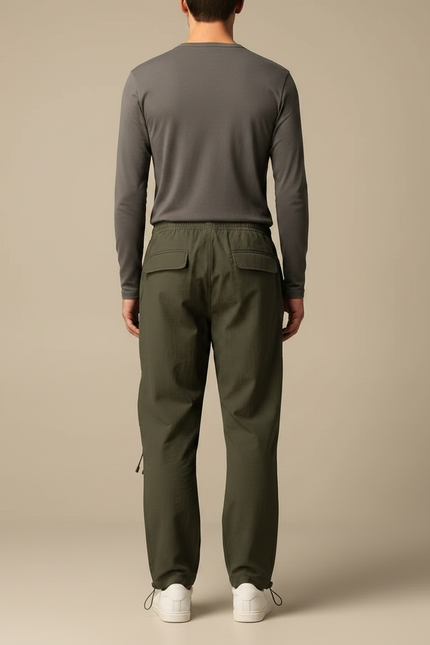 Pantalon Parachute Kaki Ample Nylon Décontracté Homme - Polyester - vue 2