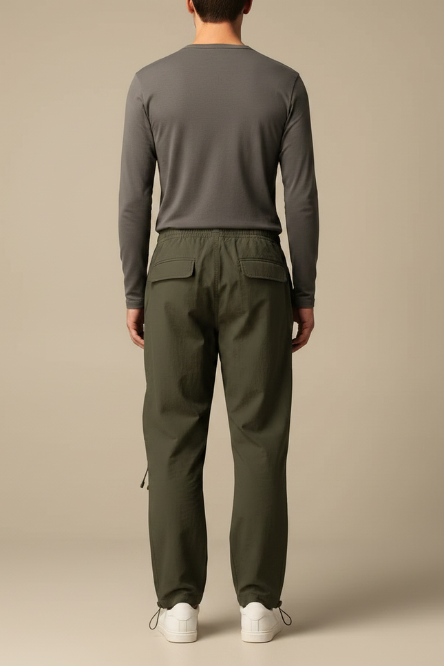 Pantalon Parachute Kaki Ample Nylon Décontracté Homme - Polyester - vue 2