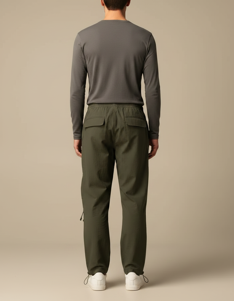 Pantalon Parachute Kaki Ample Nylon Décontracté Homme - Polyester - vue 2