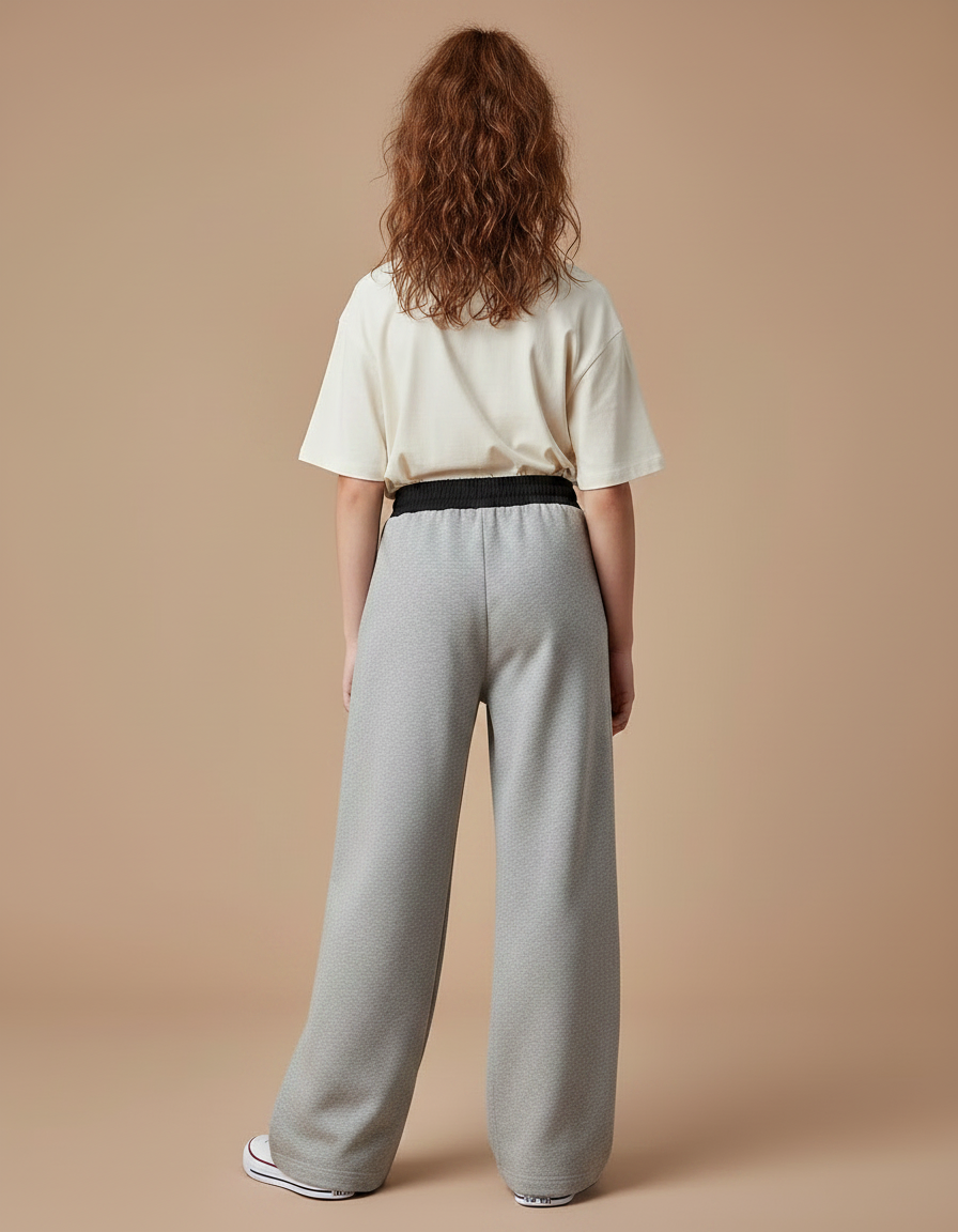 Pantalon Parachute Fille Gris Large - Molleton - vue 2