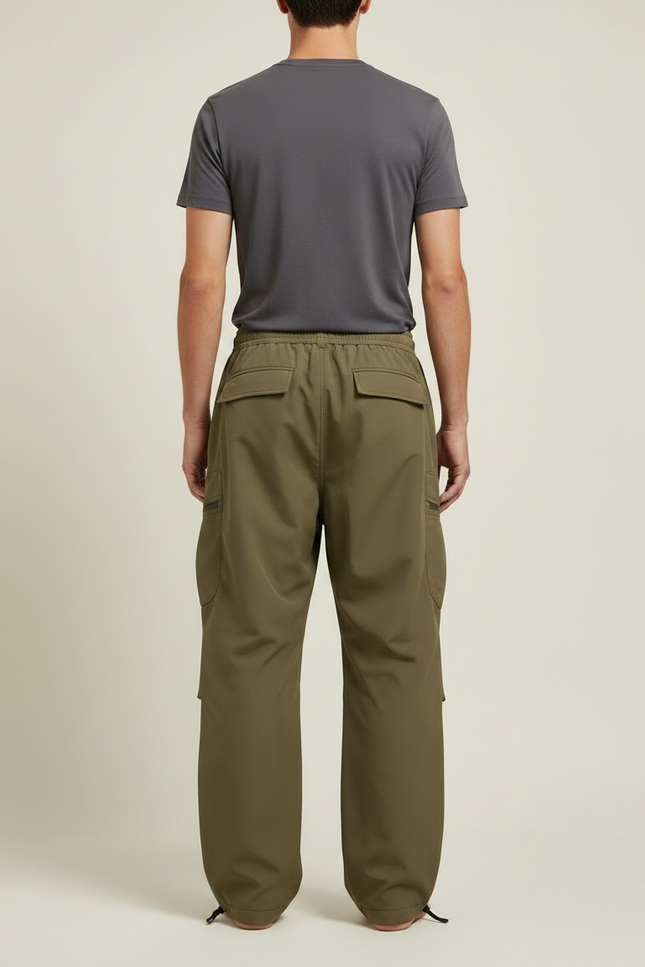 Pantalon Parachute Vert Kaki Ample Fonctionnel Homme - Polyester - vue 2