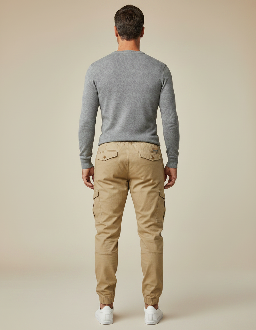 Pantalon Parachute Kaki Coton Cargo Jogger Décontracté Homme - vue 2