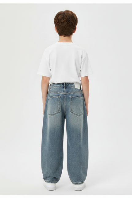 Pantalon Parachute Denim Ample Garçon Décontracté - Bleu Jean - vue 2