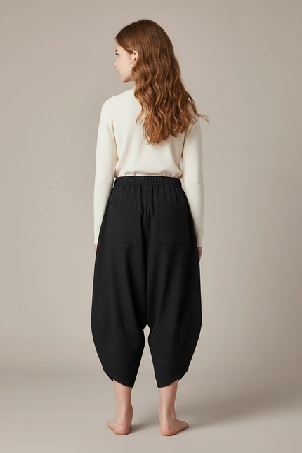 Pantalon Parachute Noir Ample Coton Cargo Enfant - vue 2