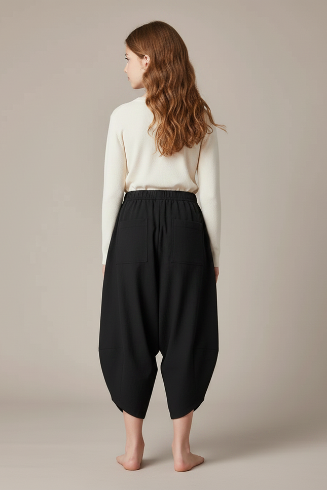 Pantalon Parachute Noir Ample Coton Cargo Enfant - vue 2