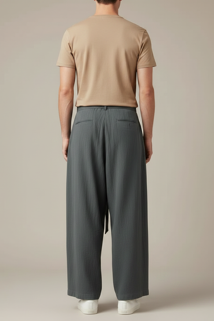 Pantalon Parachute Kaki Ample Coton Fluide Homme - vue 2