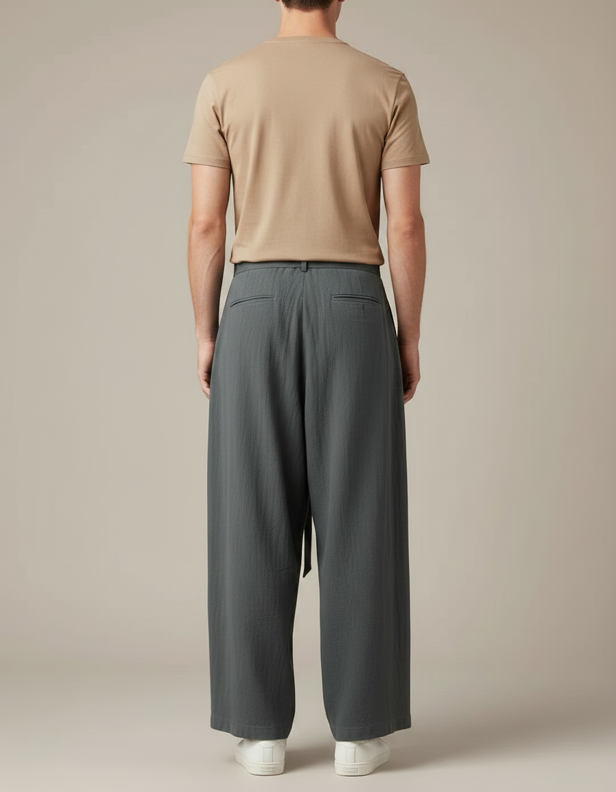 Pantalon Parachute Kaki Ample Coton Fluide Homme - vue 2