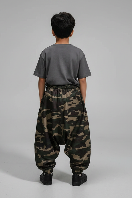 Pantalon Parachute Camouflage Ample Garçon Décontracté - Imprimé Polyester - vue 2