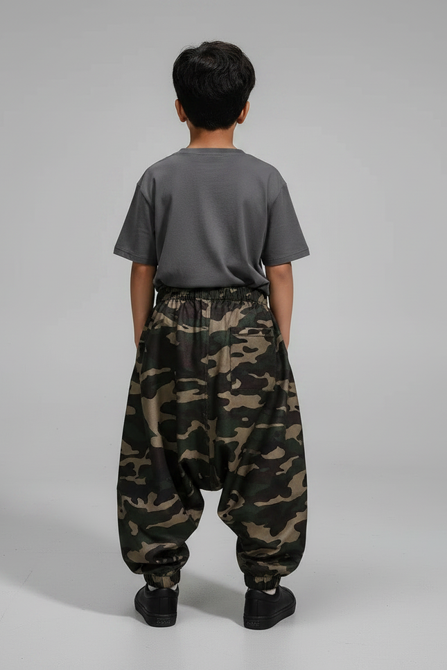 Pantalon Parachute Camouflage Ample Garçon Décontracté - Imprimé Polyester - vue 2