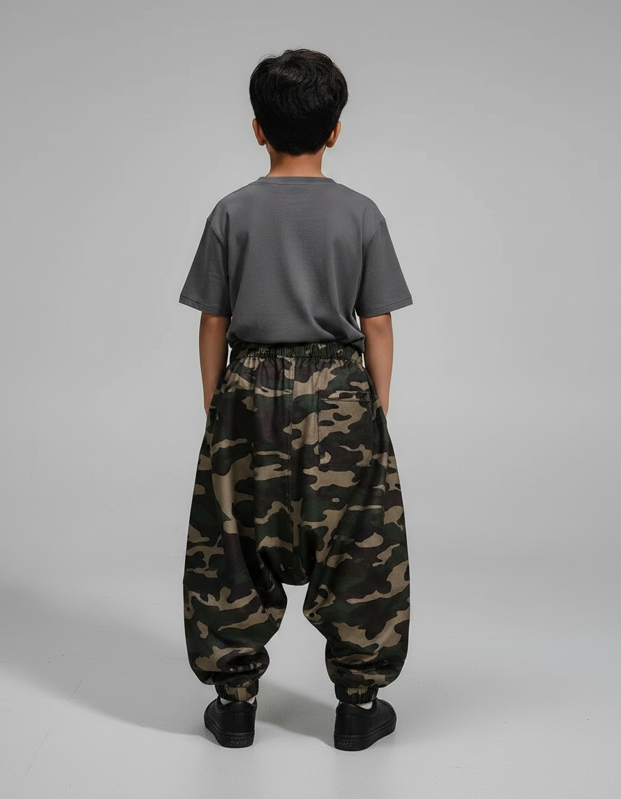 Pantalon Parachute Camouflage Ample Garçon Décontracté - Imprimé Polyester - vue 2