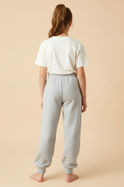 Pantalon Parachute Gris Ample Molletonné Enfant Décontracté - vue 2