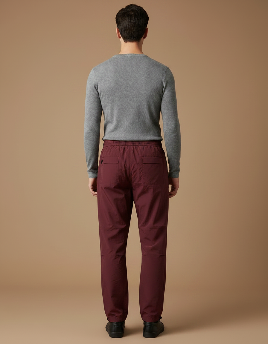 Pantalon Parachute Bordeaux Ample Sportif Homme - Polyester - vue 2