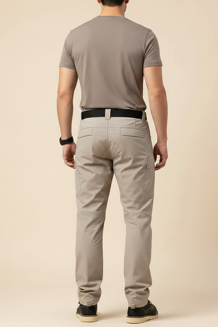 Pantalon Parachute Beige Cargo Tactique Ample Homme - Toile - vue 2