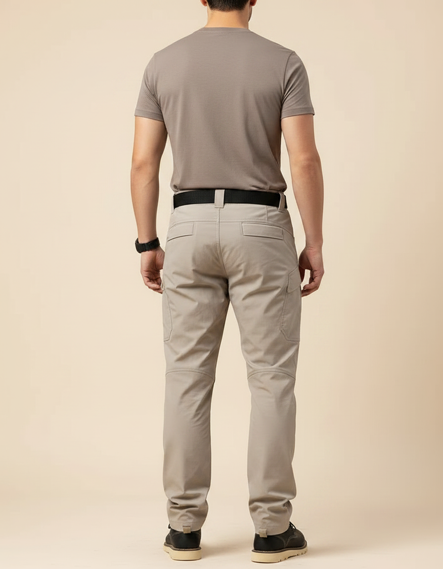 Pantalon Parachute Beige Cargo Tactique Ample Homme - Toile - vue 2